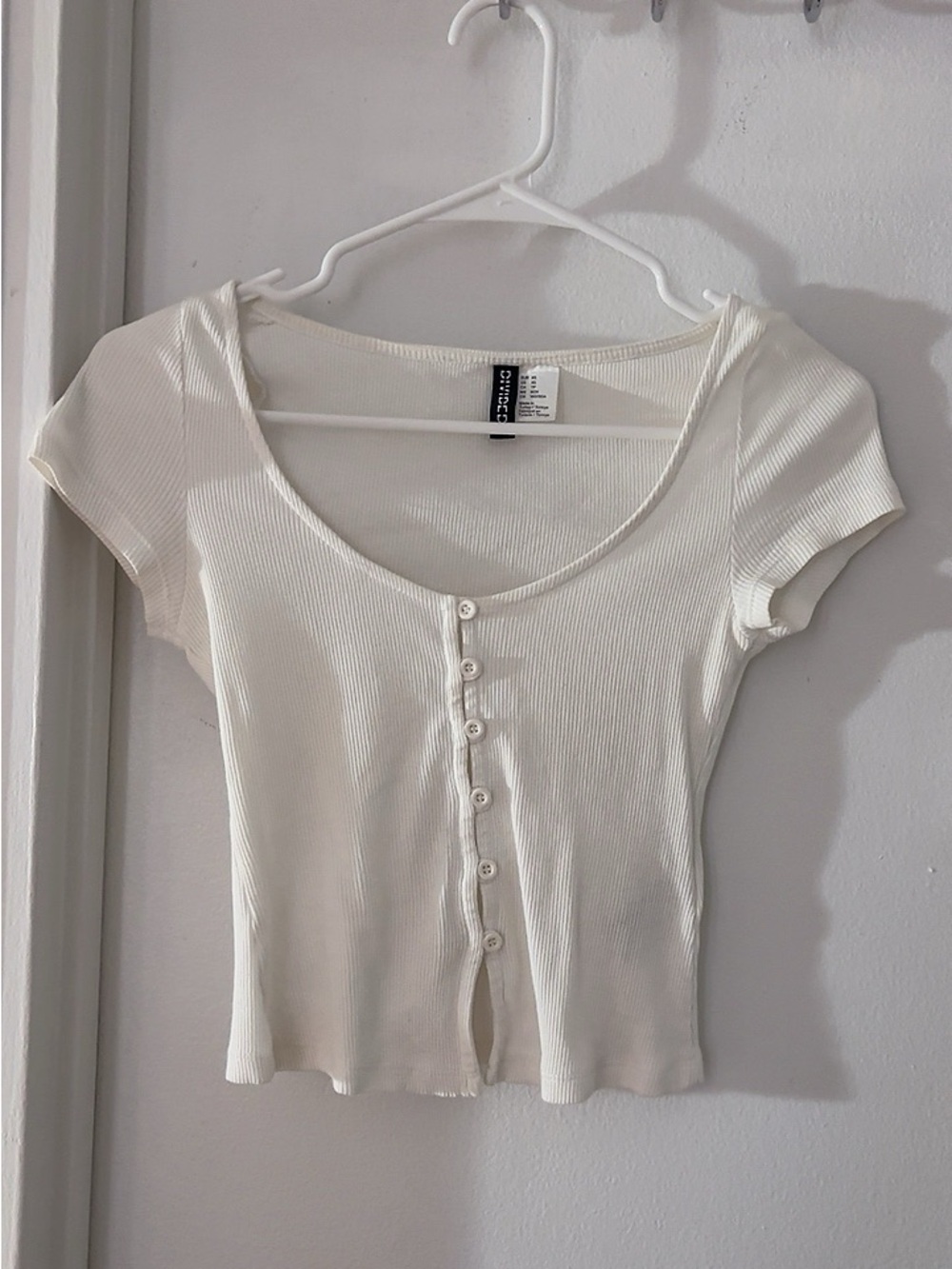 Hm Cream Ribbed Short Sleeve Tee - Picture 2 of 4